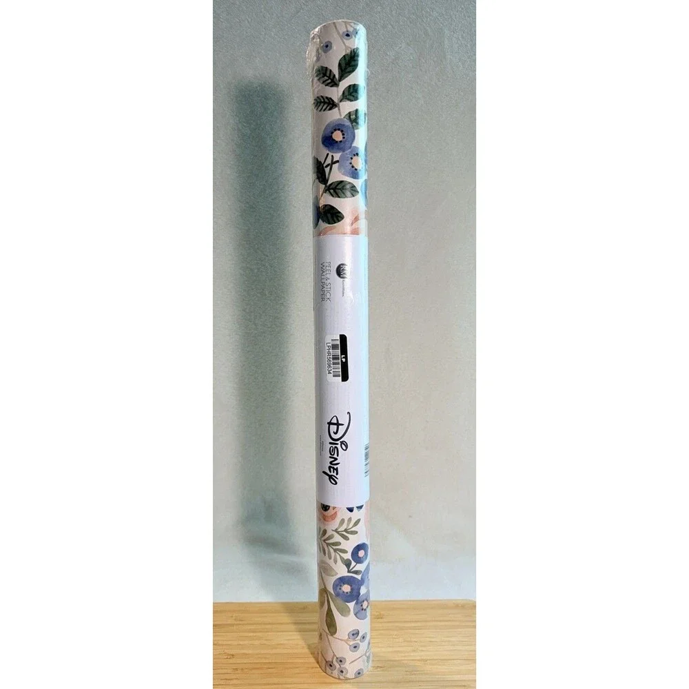 Disney Princess Watercolor Floral Peel & Stick Wallpaper Blue Kids NEW